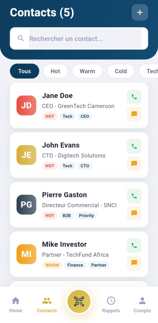 Liste contacts